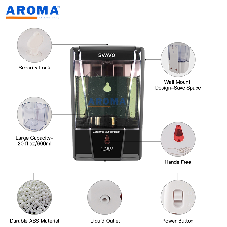 Bình đựng xà phòng cảm ứng tự động gắn tường SVAVO V410